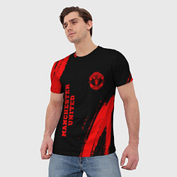 Футболка мужская Manchester United - red gradient вертикально, цвет: 3D-принт — фото 2