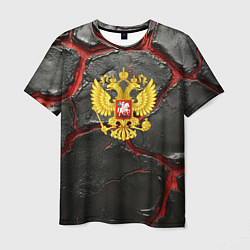 Футболка мужская Герб России черные плиты, цвет: 3D-принт