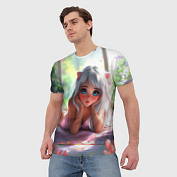 Футболка мужская Милая блондинка лежа, цвет: 3D-принт — фото 2