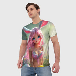 Футболка мужская Девушка с ушками зайца, цвет: 3D-принт — фото 2