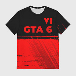 Футболка мужская GTA 6 - red gradient посередине, цвет: 3D-принт