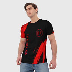 Футболка мужская Twenty One Pilots - red gradient вертикально, цвет: 3D-принт — фото 2