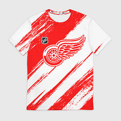 Футболка мужская Детройт Ред Уингз - брызги красок, цвет: 3D-принт