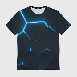 Футболка мужская Черные плиты с синим светом, цвет: 3D-принт