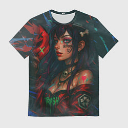 Футболка мужская Девушка с маской киберпанк, цвет: 3D-принт