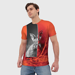 Футболка мужская Хмурый кролик, цвет: 3D-принт — фото 2