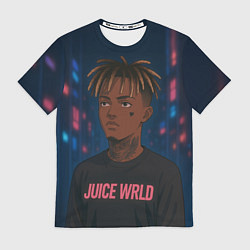 Футболка мужская Juice WRLD - Неоновый аниме арт, цвет: 3D-принт