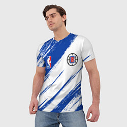 Футболка мужская Клипперс - синяя краска, цвет: 3D-принт — фото 2