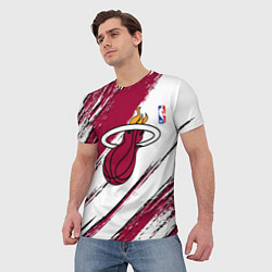Футболка мужская Майами Хит - линии с потертостями, цвет: 3D-принт — фото 2