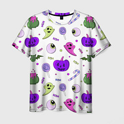 Футболка мужская Halloween purple pumpkin pattern, цвет: 3D-принт