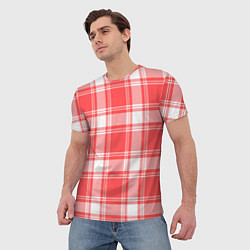 Футболка мужская Checked red white, цвет: 3D-принт — фото 2