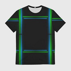 Футболка мужская Neon green light blue, цвет: 3D-принт