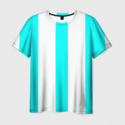 Футболка мужская Color light blue white lines, цвет: 3D-принт