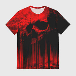 Футболка мужская Красный череп на фоне абстракции, цвет: 3D-принт