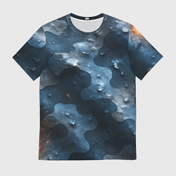 Футболка мужская Синий камуфляж с каплями, цвет: 3D-принт