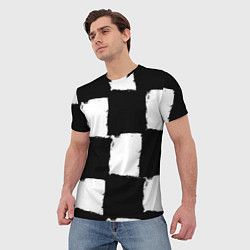 Футболка мужская Черные квадраты в виде шахматной доски, цвет: 3D-принт — фото 2