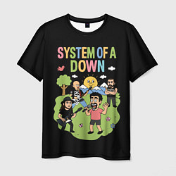 Футболка мужская System of a Down мультяшный, цвет: 3D-принт