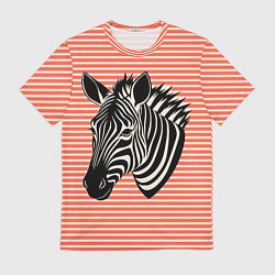 Футболка мужская Зебра на оранжевых полосах, цвет: 3D-принт