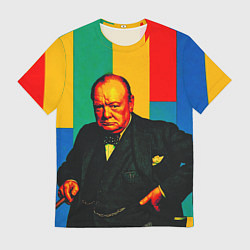 Футболка мужская Уинстон Черчилль поп-арт, цвет: 3D-принт