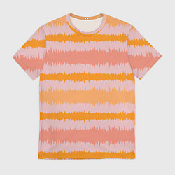 Футболка мужская Полосы зигзагообразные оранжево-розовые, цвет: 3D-принт