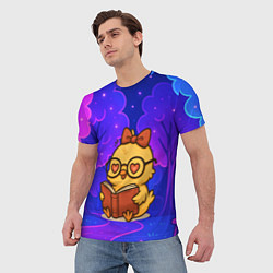 Футболка мужская Цыпленок в очках читает книжку, цвет: 3D-принт — фото 2