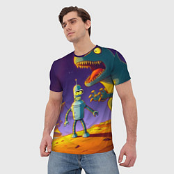 Футболка мужская Бендер на сказочной планете динозавров, цвет: 3D-принт — фото 2