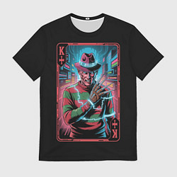 Футболка мужская Кибер Фредди Крюгер в Неоновом городе, цвет: 3D-принт