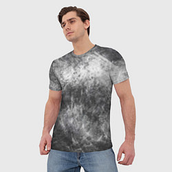 Футболка мужская Абстракция - black and white metal scuffs, цвет: 3D-принт — фото 2