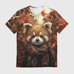 Футболка мужская Красная панда в осеннем лесу, цвет: 3D-принт