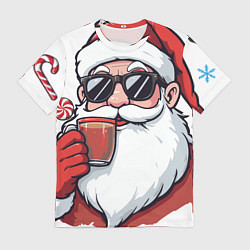 Футболка мужская Санта Клаус в стильных солнцезащитных очках, цвет: 3D-принт