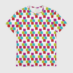 Футболка мужская Цветные блоки на белом, цвет: 3D-принт