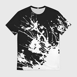 Футболка мужская Взрывная белая краска на чёрном, цвет: 3D-принт