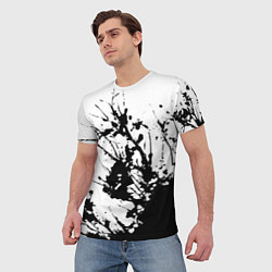 Футболка мужская Чёрная взрывная краска на белом, цвет: 3D-принт — фото 2