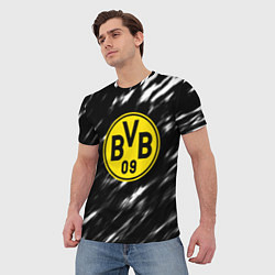 Футболка мужская Borussia штрихи красок текстура, цвет: 3D-принт — фото 2