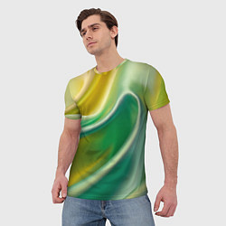 Футболка мужская Шелк зеленый с желтым, цвет: 3D-принт — фото 2