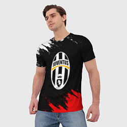 Футболка мужская Ювентус краски текстура, цвет: 3D-принт — фото 2