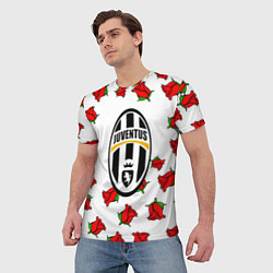 Футболка мужская Ювентус розы текстура, цвет: 3D-принт — фото 2