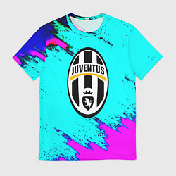 Футболка мужская Juventus неоновые краски, цвет: 3D-принт