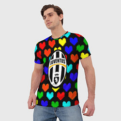 Футболка мужская Ювентус сердце паттерн, цвет: 3D-принт — фото 2