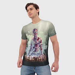 Футболка мужская Halloween зомби, цвет: 3D-принт — фото 2