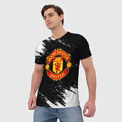Футболка мужская Манчестер Юнайтед белые краски, цвет: 3D-принт — фото 2