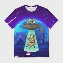 Футболка мужская Инопланетяне похищают корову, цвет: 3D-принт