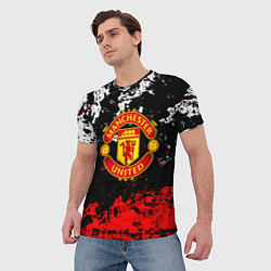 Футболка мужская Манчестер Юнайтед краски, цвет: 3D-принт — фото 2