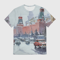 Футболка мужская Старинная Москва - новый год, цвет: 3D-принт