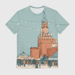 Футболка мужская Праздничная атмосфера на новый год, цвет: 3D-принт