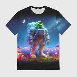 Футболка мужская Шрек бравый космонавт - неоновое свечение, цвет: 3D-принт