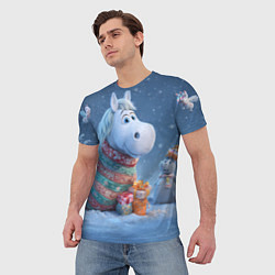 Футболка мужская Новогодняя лошадь с подарками, цвет: 3D-принт — фото 2