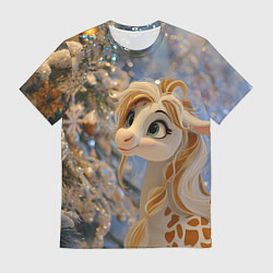 Футболка мужская Новогодняя лошадка в крапинку, цвет: 3D-принт