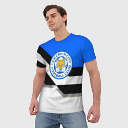 Футболка мужская Лестер сити геометрия полосы, цвет: 3D-принт — фото 2