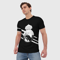 Футболка мужская Реал Мадрид полосы текстура линии, цвет: 3D-принт — фото 2